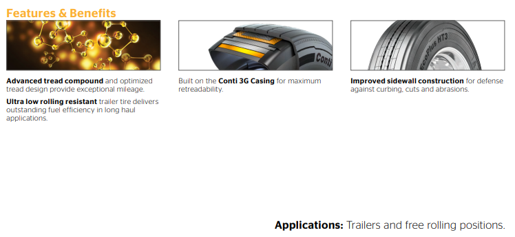 Conti EcoPlus HT3 Fuel-Efficient, Long Haul Trailer